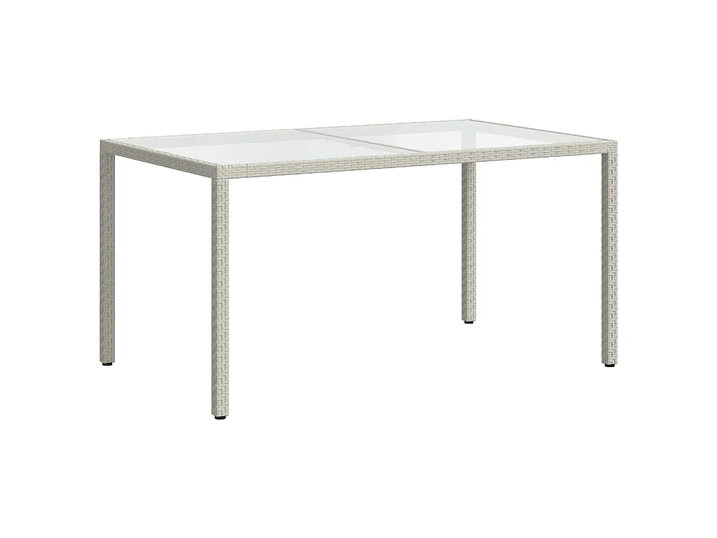 Mesa de jardim 150x90x75 cm vidro temperado e vime PE branco