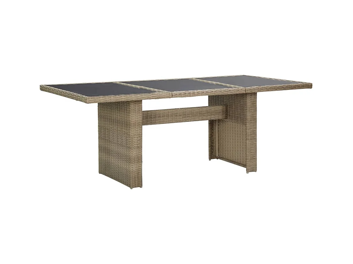 Tavolo da Giardino Marrone 200x100x74 cm in Vetro e Polyrattan