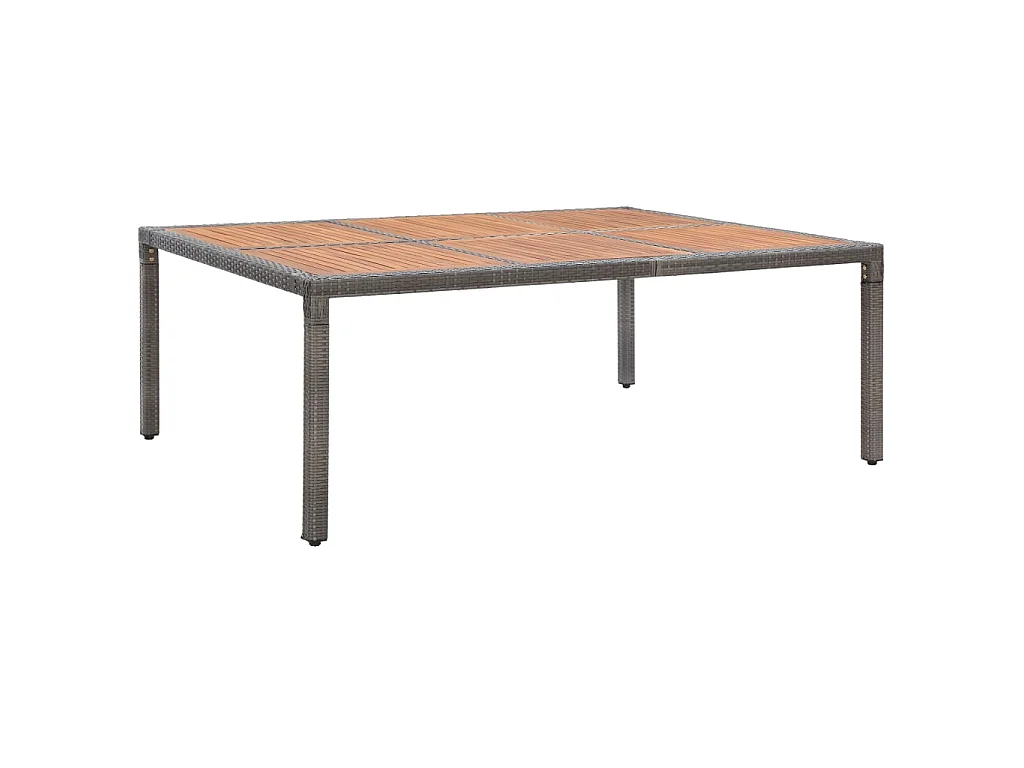 Tuintafel 200x150x74 cm poly rattan en massief acaciahout grijs