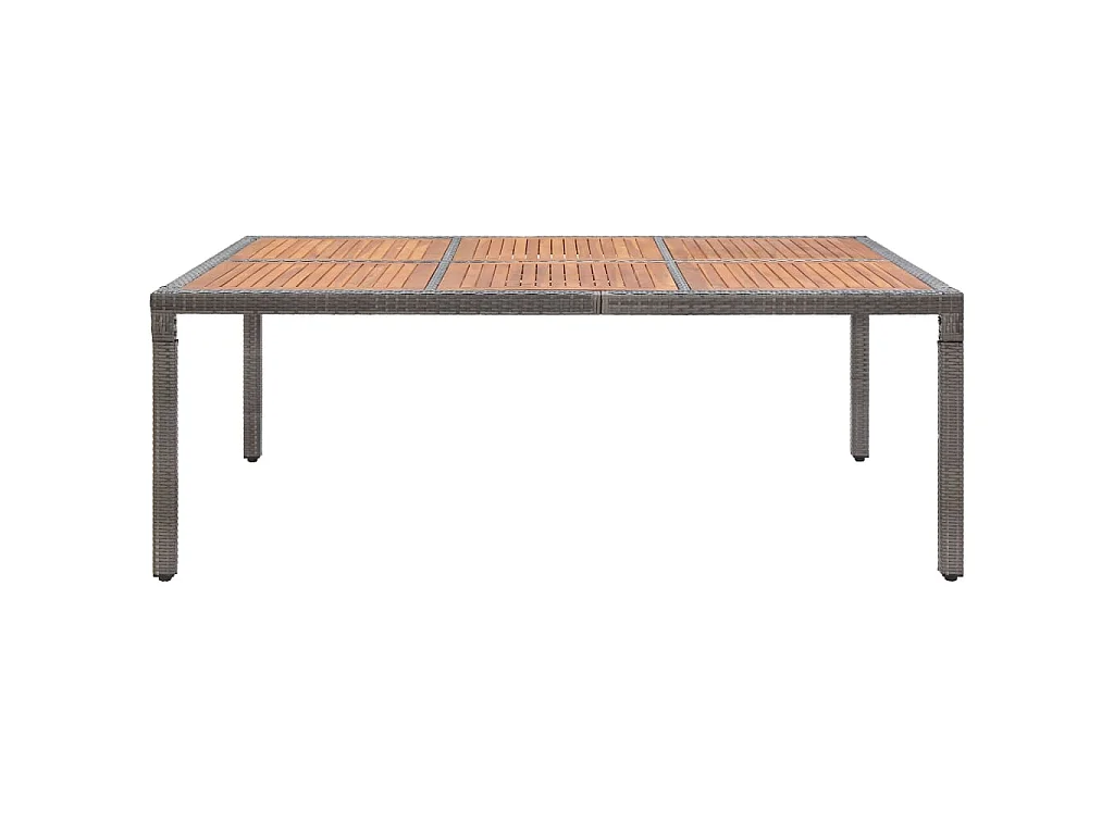 Tuintafel 200x150x74 cm poly rattan en massief acaciahout grijs