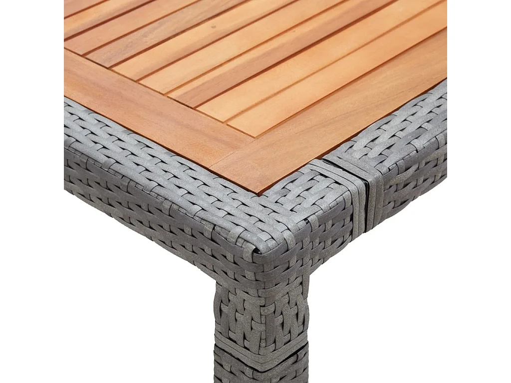 Tuintafel 200x150x74 cm poly rattan en massief acaciahout grijs