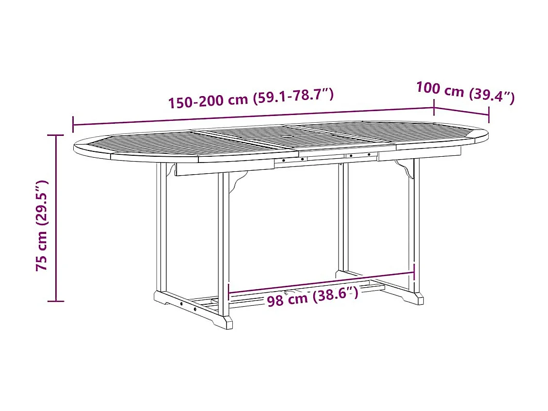 Gartentisch Grau 200x100x75 cm Massivholz Akazie