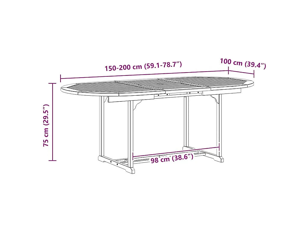 Tavolo da Giardino Grigio 200x100x75 cm in Legno di Acacia
