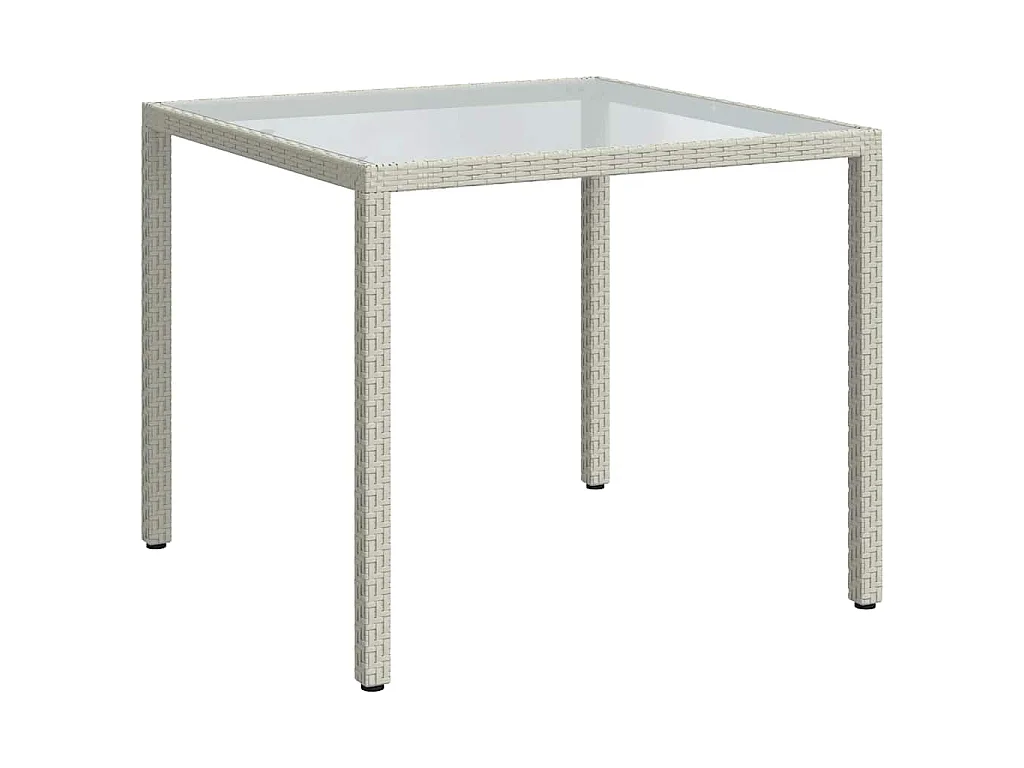 Mesa de jardim 90x90x75 cm vidro temperado e vime PE branco