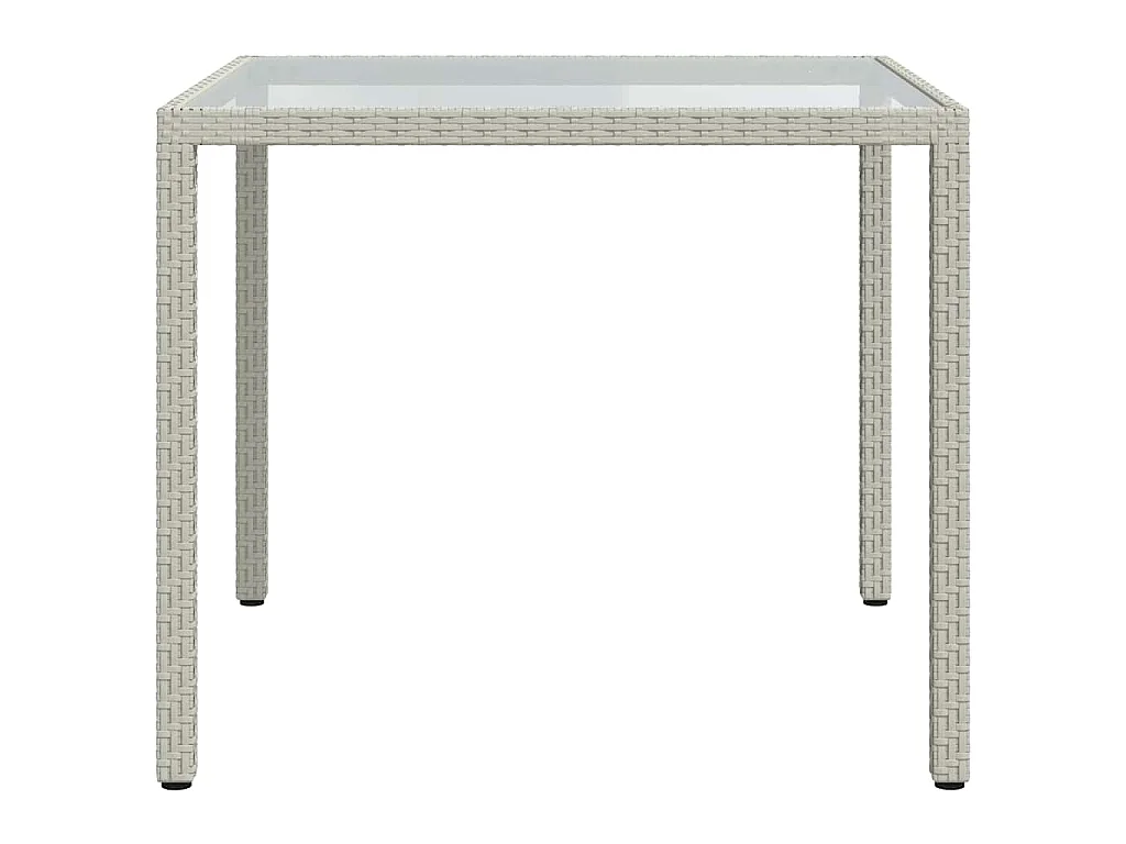 Mesa de jardim 90x90x75 cm vidro temperado e vime PE branco
