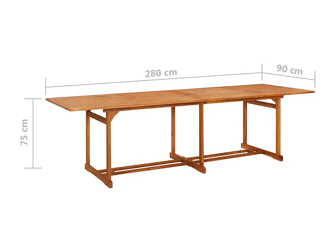 Table à dîner de jardin 280x90x75 cm Bois d'acacia massif