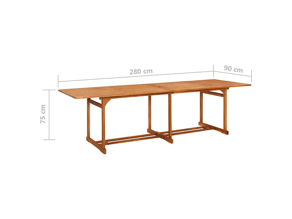 Garten-Esstisch 280x90x75 cm Massivholz Akazie