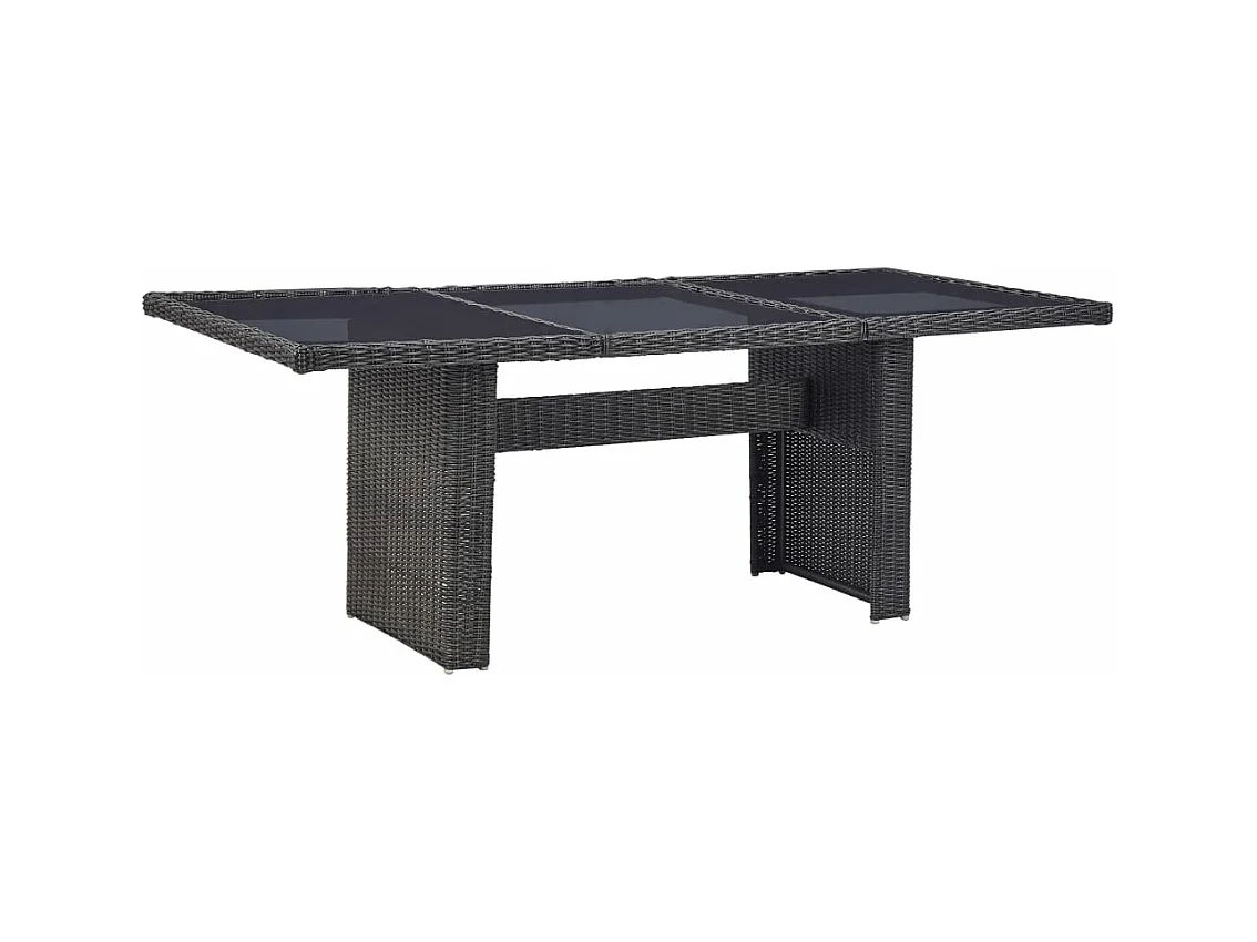 Tavolo da Giardino Nero 200x100x74 cm in Vetro e Polyrattan