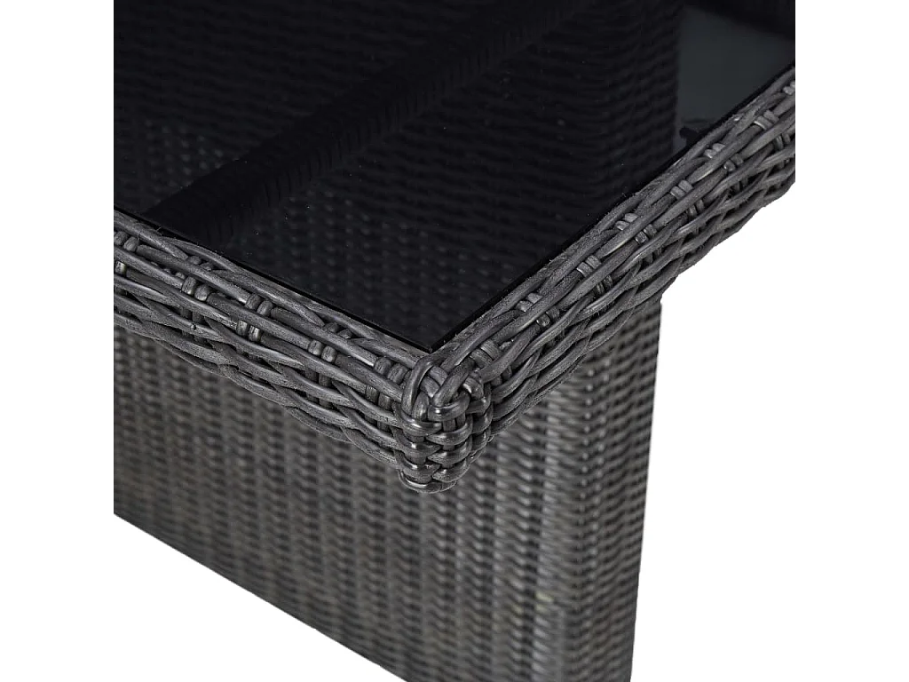 Tuintafel 200x100x74 cm glas en poly rattan zwart