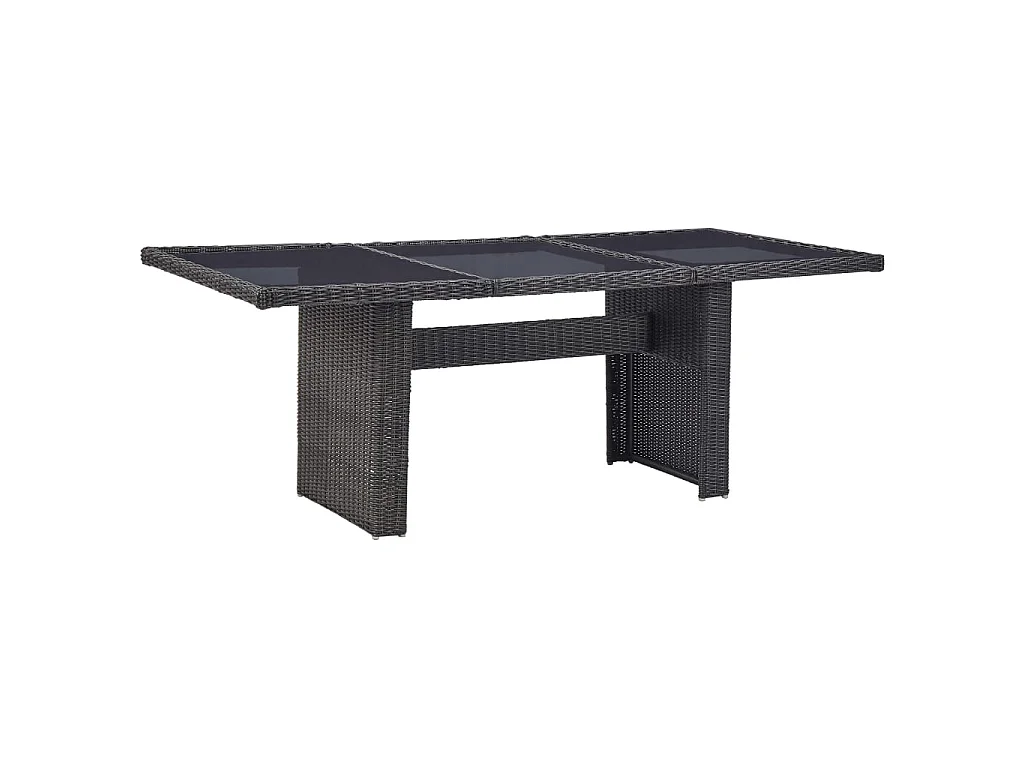 Tuintafel 200x100x74 cm glas en poly rattan zwart