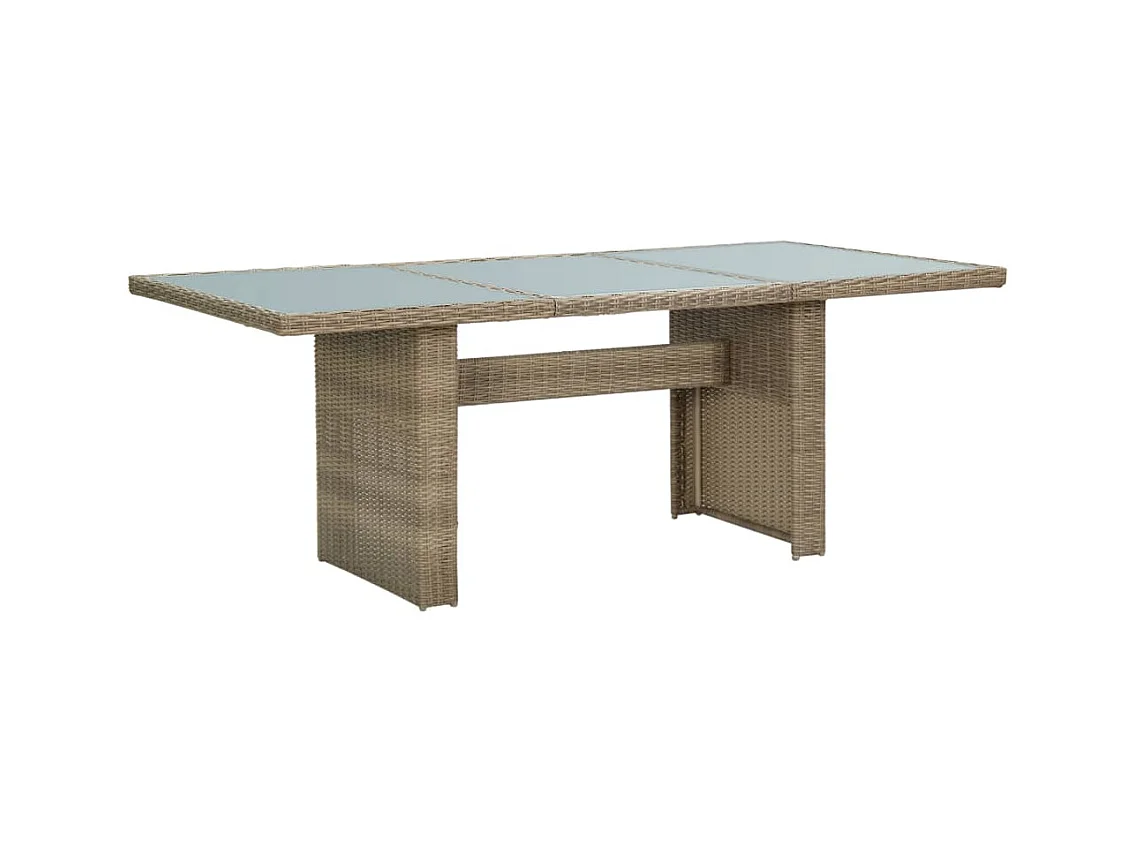 Tavolo da Giardino Marrone 200x100x74 cm in Vetro e Polyrattan