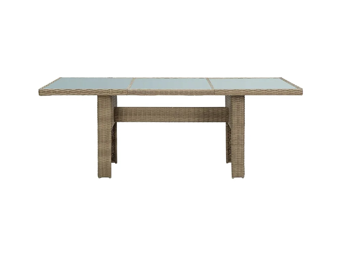 Table à manger Marron 200x100x74 cm Verre et résine tressée