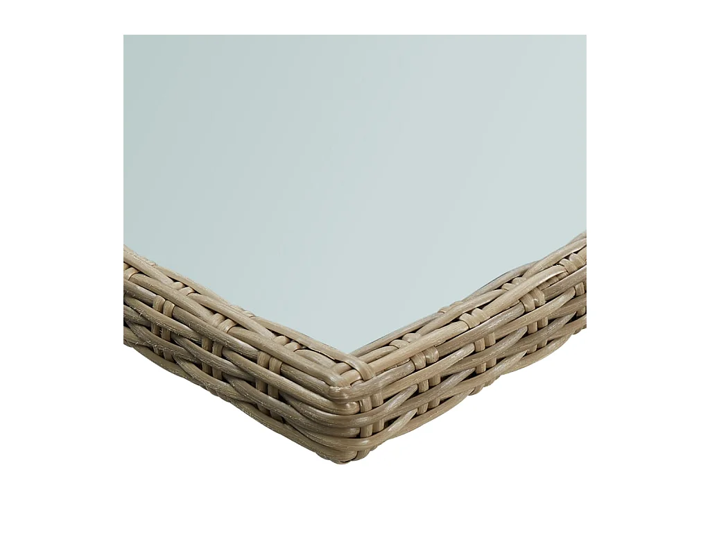 Table à manger Marron 200x100x74 cm Verre et résine tressée