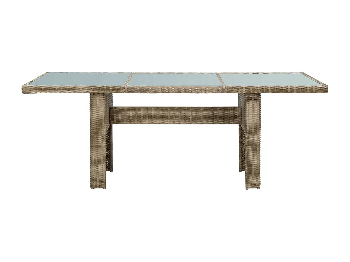 Tuintafel 200x100x74 cm glas en poly rattan bruin