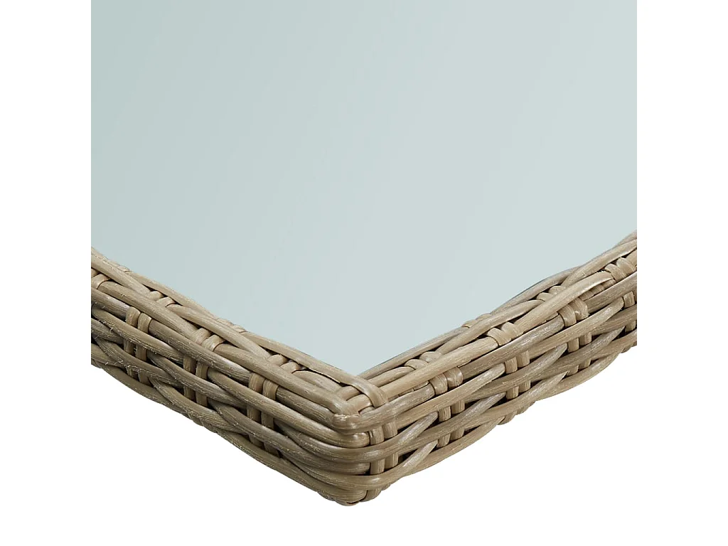 Tuintafel 200x100x74 cm glas en poly rattan bruin