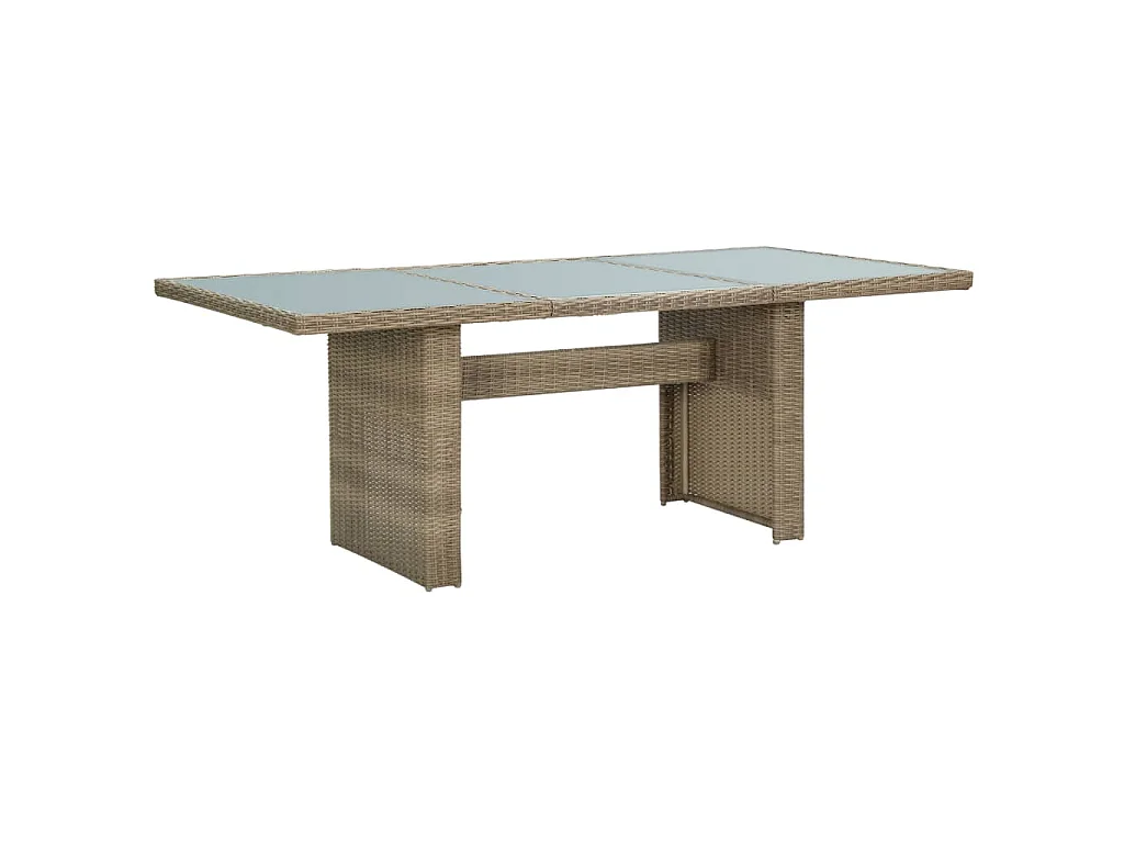 Tuintafel 200x100x74 cm glas en poly rattan bruin