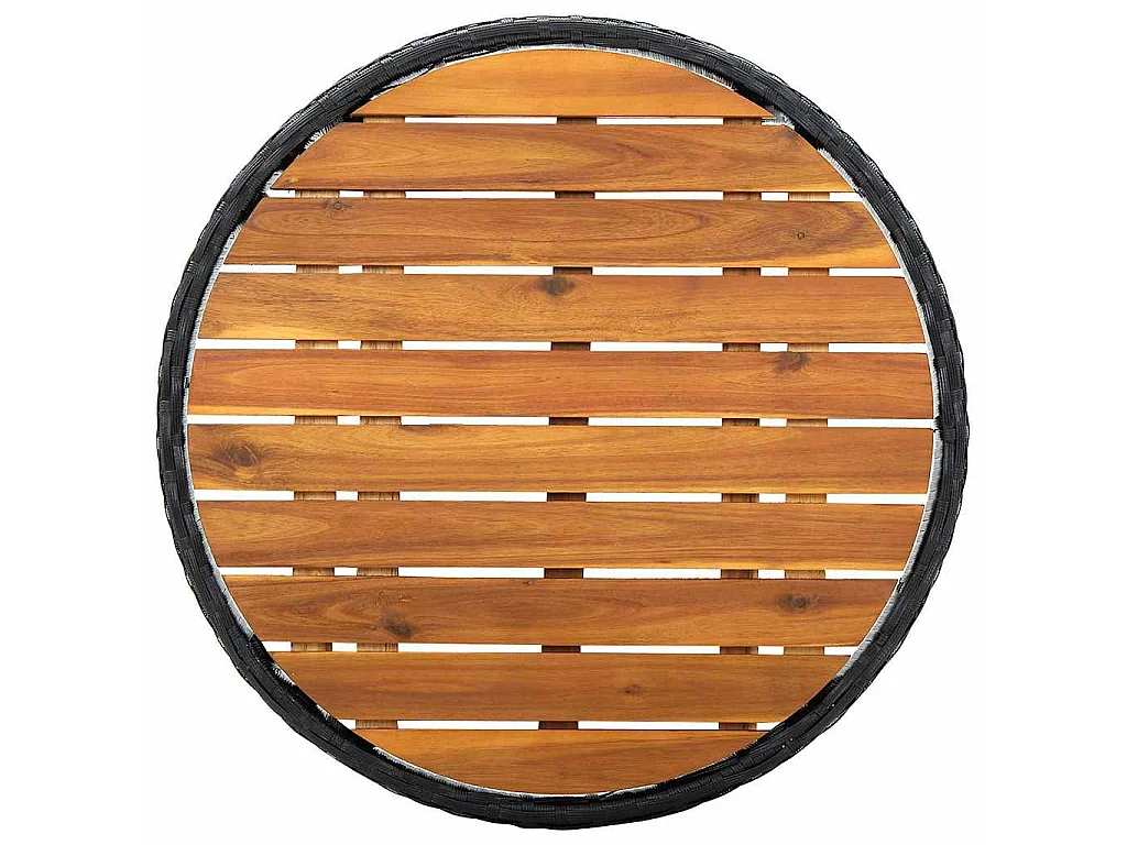 Salontafel 60 cm poly rattan en massief acaciahout zwart