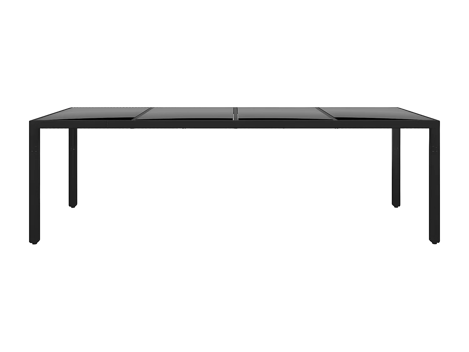 Mesa de jardim 250x100x75 cm vidro temperado e vime PE preto