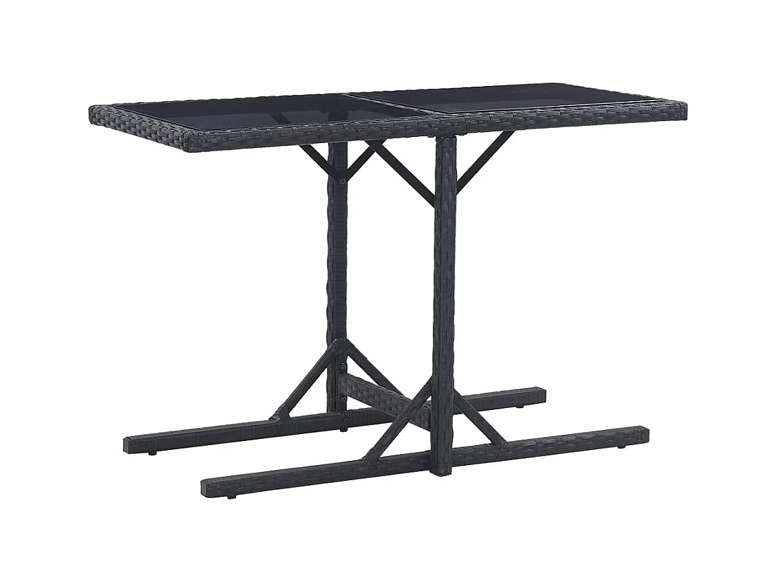 Gartentisch Schwarz 110×53×72 cm Glas und Poly Rattan