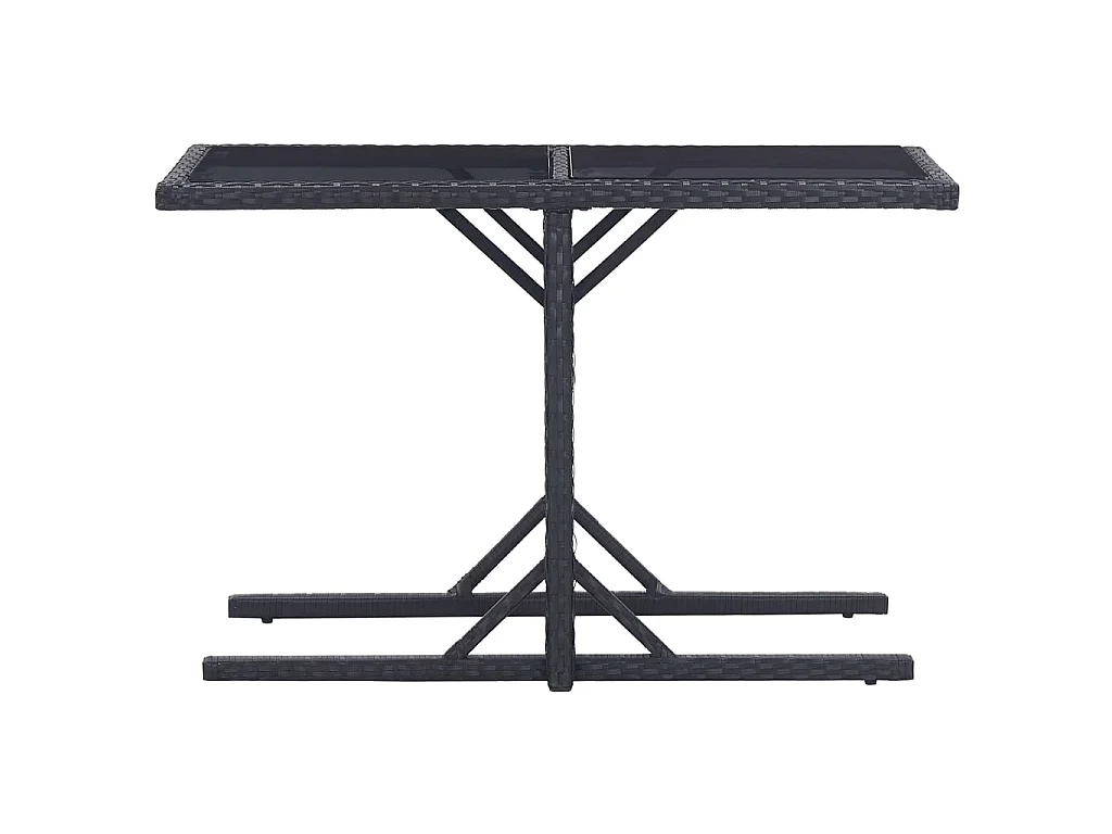 Tuintafel 110x53x72 cm glas en poly rattan zwart