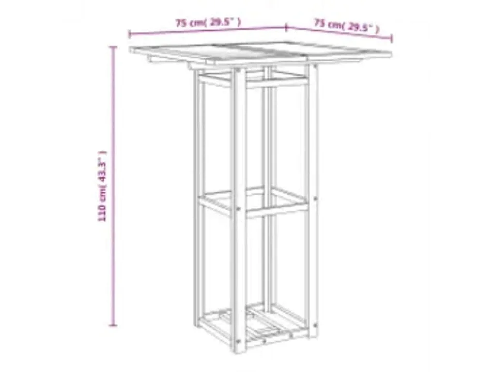 Tavolo da Bistrot 75x75x110 cm in Legno Massello di Acacia
