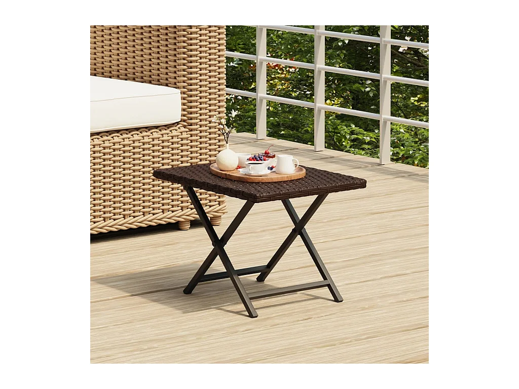 Tafel inklapbaar 45x35x32 cm poly rattan bruin