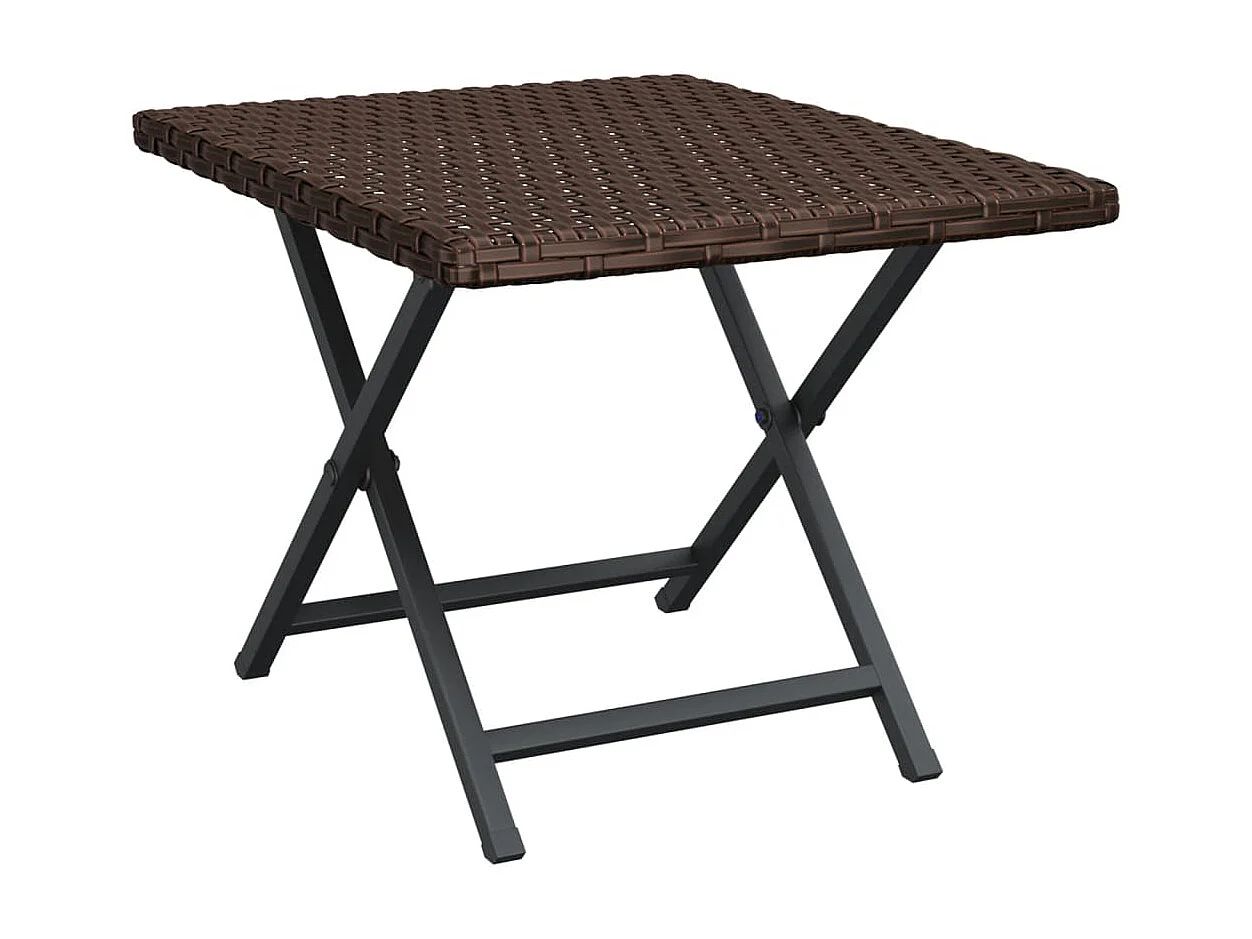 Table pliable marron 45x35x32 cm résine tressée