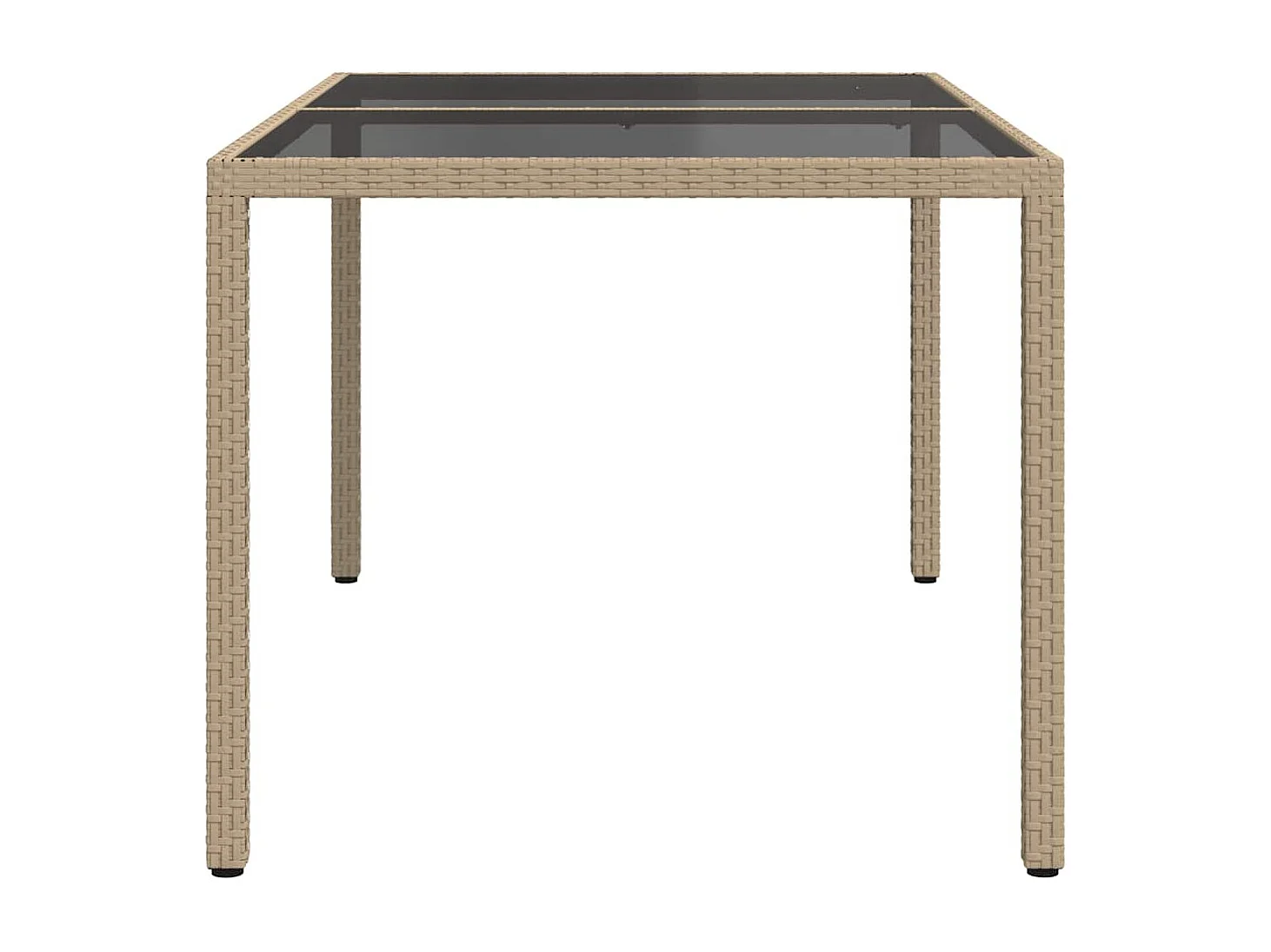 Table de jardin 150x90x75 cm Verre trempé/résine tressée Beige