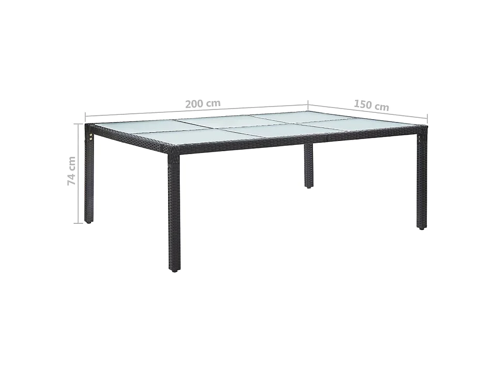Tuintafel 200x150x74 cm poly rattan zwart