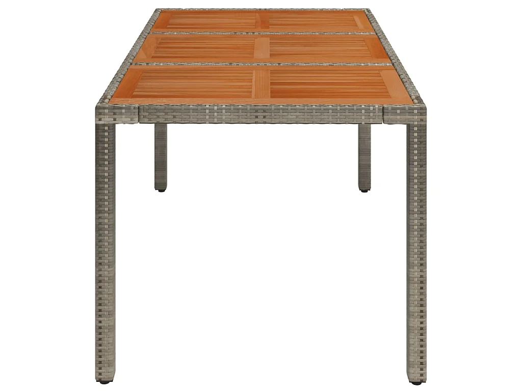 Mesa de jardim com tampo de madeira 150x90x75 cm vime PE cinza