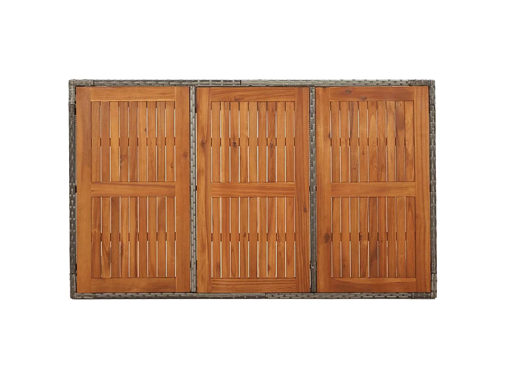 Mesa de jardim com tampo de madeira 150x90x75 cm vime PE cinza