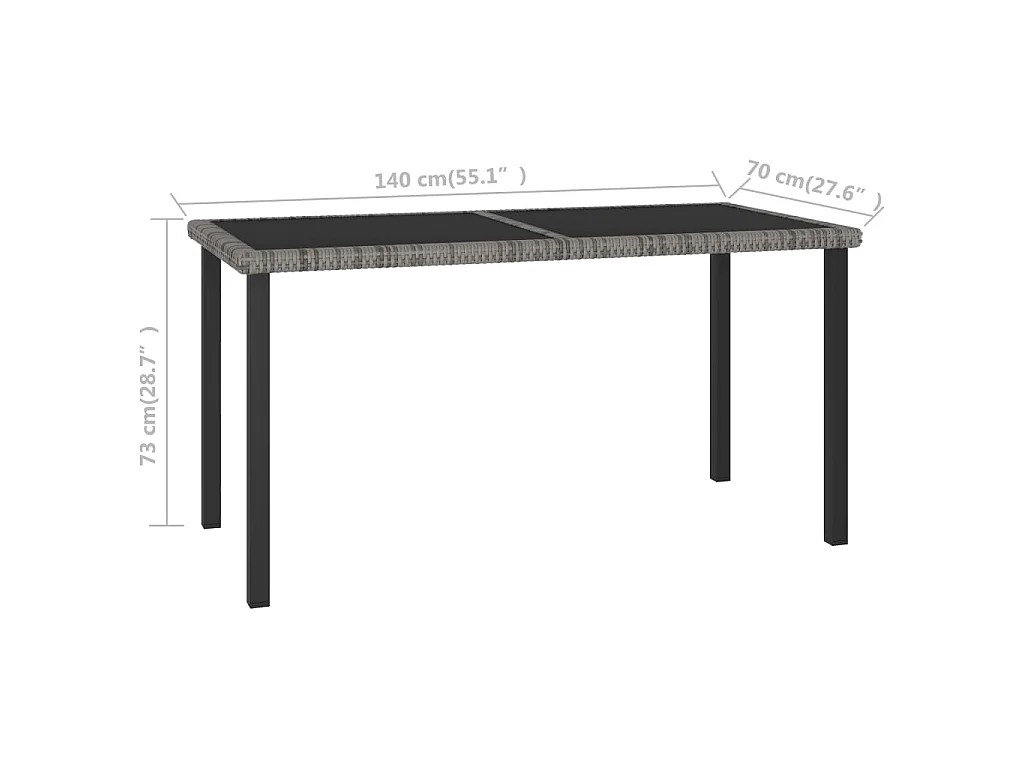 Tavolo da Pranzo da Giardino Grigio 140x70x73 cm in Polyrattan