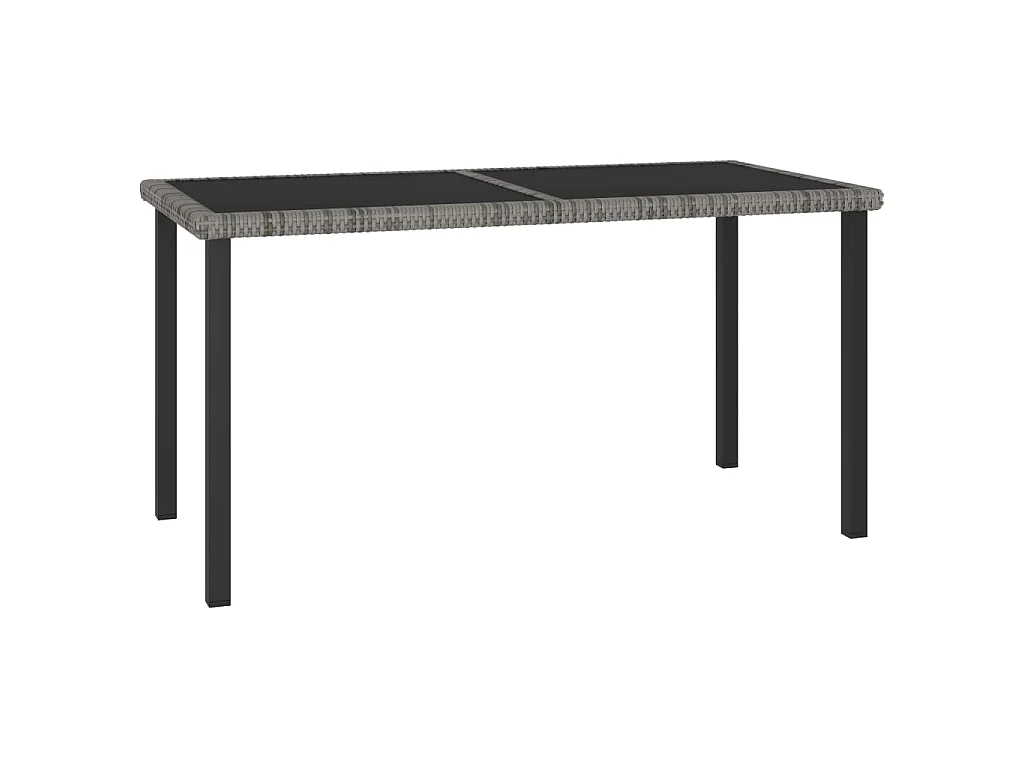 Garten-Esstisch Grau 140x70x73 cm Poly Rattan