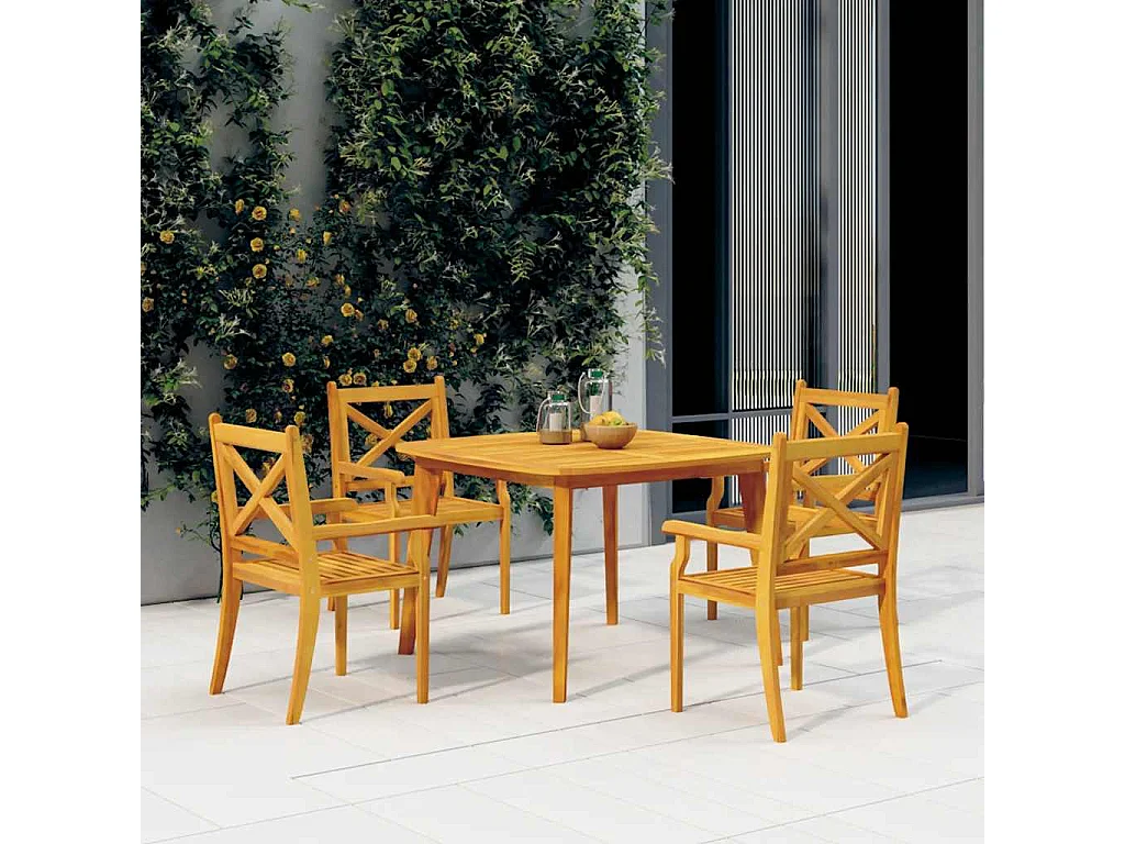 Tavolo da Giardino 110x110x75 cm Legno Massello Di Acacia