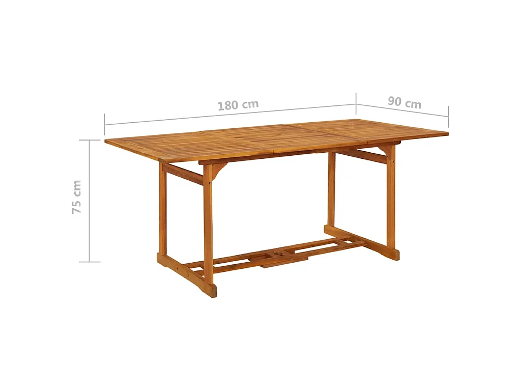 Mesa de comedor jardín 180x90x75 cm madera maciza de acacia