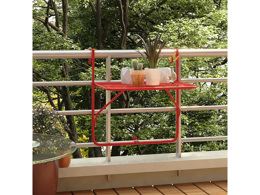 Mesa para varanda 60x40 cm aço vermelho