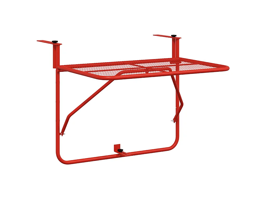 Tavolo da Balcone Rosso 60x40 cm in Acciaio