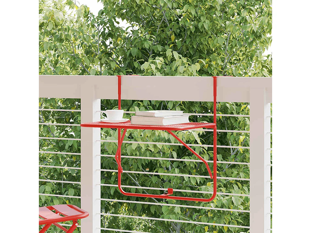 Tavolo da Balcone Rosso 60x40 cm in Acciaio