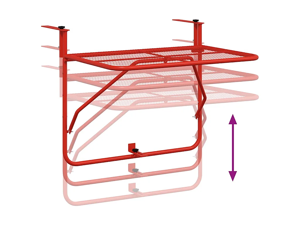Tavolo da Balcone Rosso 60x40 cm in Acciaio