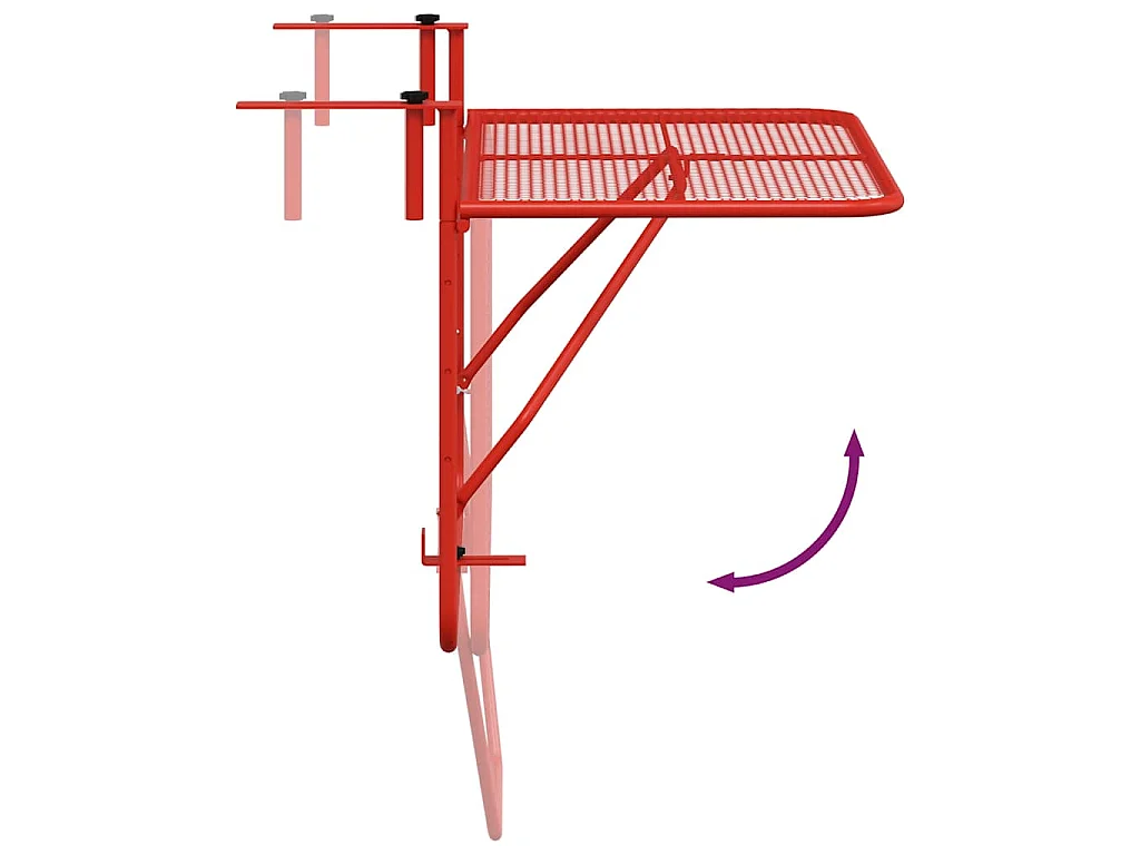 Tavolo da Balcone Rosso 60x40 cm in Acciaio
