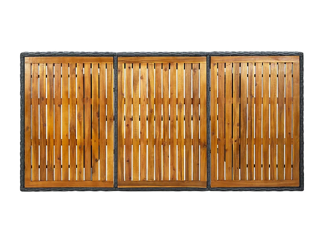 Gartentisch Dunkelgrau Poly Rattan und Akazie Massivholz