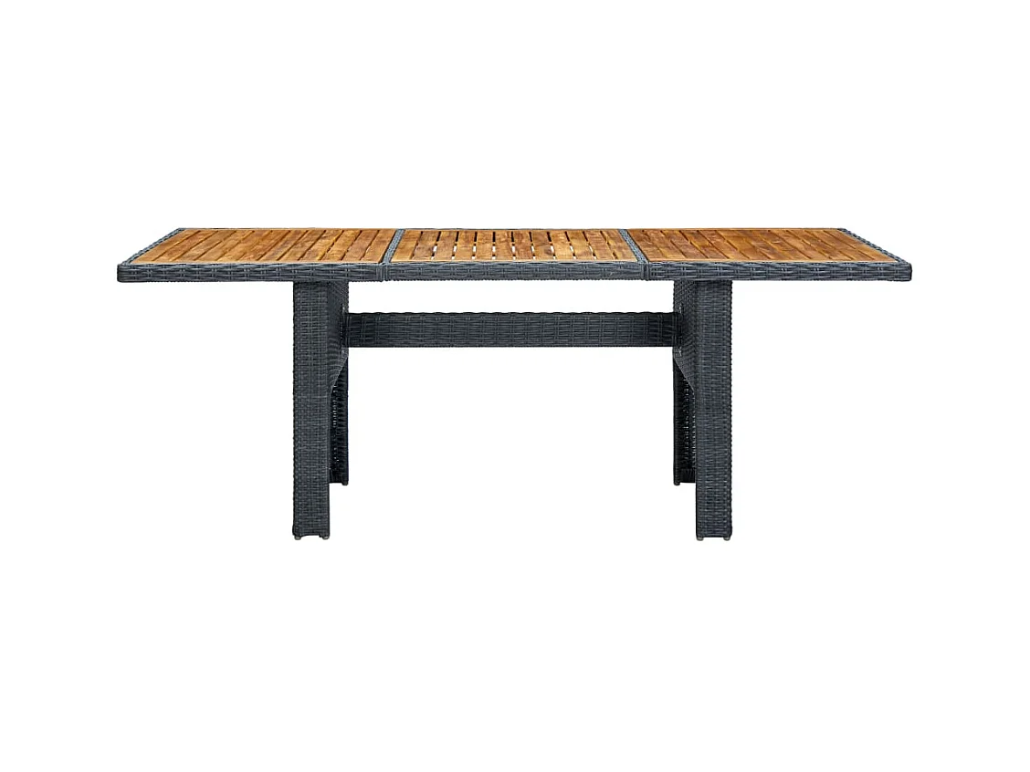 Table de jardin Gris foncé Résine tressée et bois d'acacia