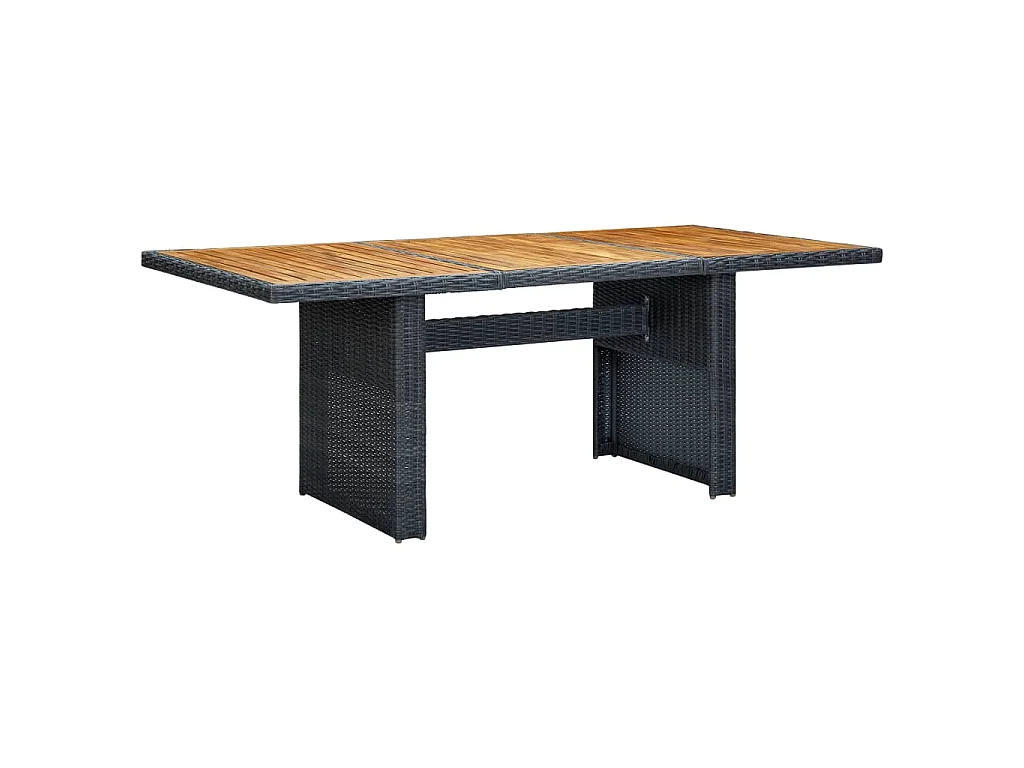 Tavolo da Giardino Grigio Scuro in Polyrattan e Massello Acacia