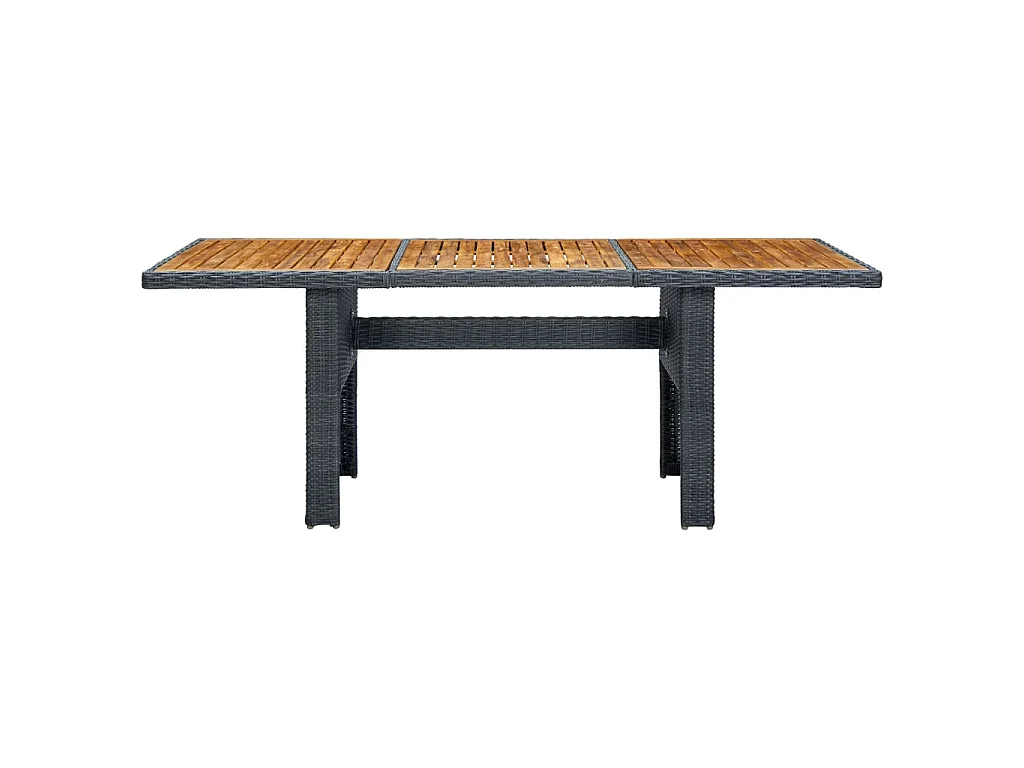 Tavolo da Giardino Grigio Scuro in Polyrattan e Massello Acacia