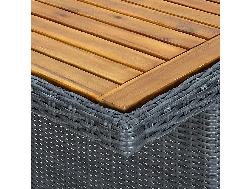 Tavolo da Giardino Grigio Scuro in Polyrattan e Massello Acacia