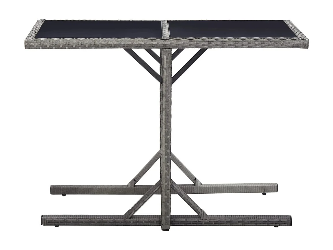 Mesa de jardim 110x53x72 cm vidro e vime PE antracite