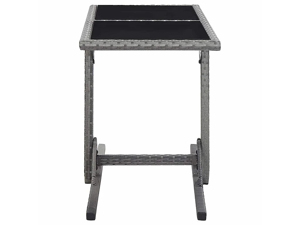 Tuintafel 110x53x72 cm glas en poly rattan antraciet