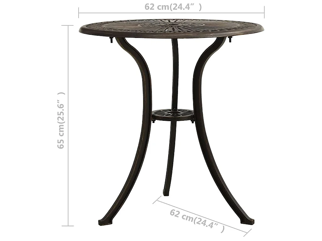 Table de jardin Bronze 62x62x65 cm Aluminium coulé