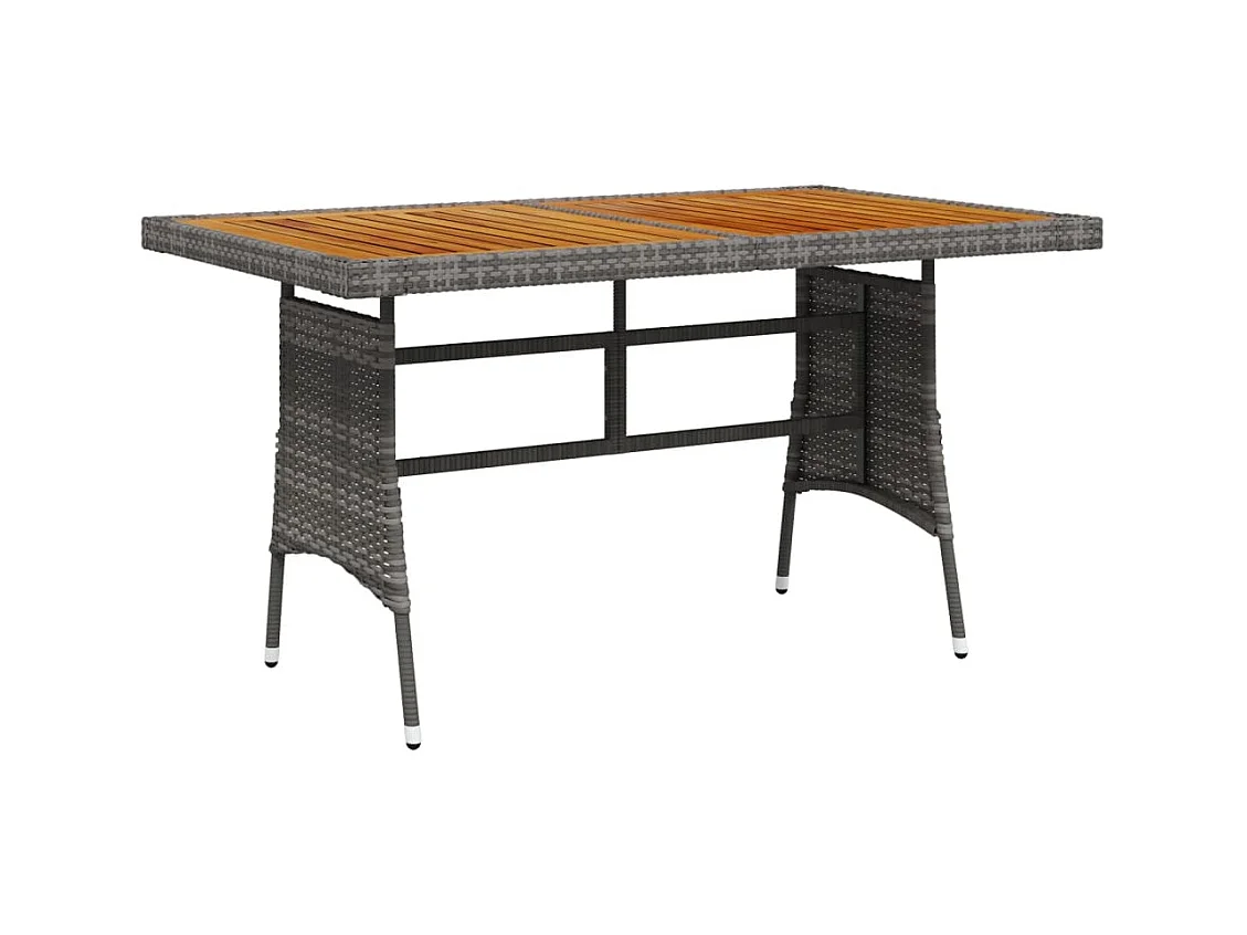 Gartentisch Grau 130x70x72 cm Poly Rattan & Massivholz Akazie