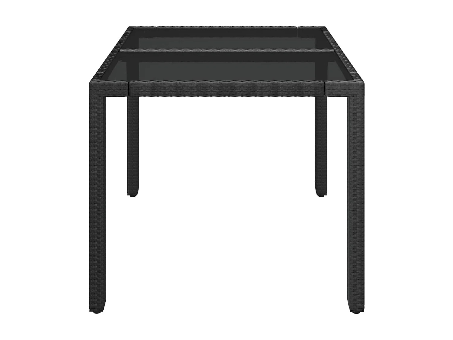 Mesa de jardim com tampo de vidro 90x90x75 cm vime PE preto